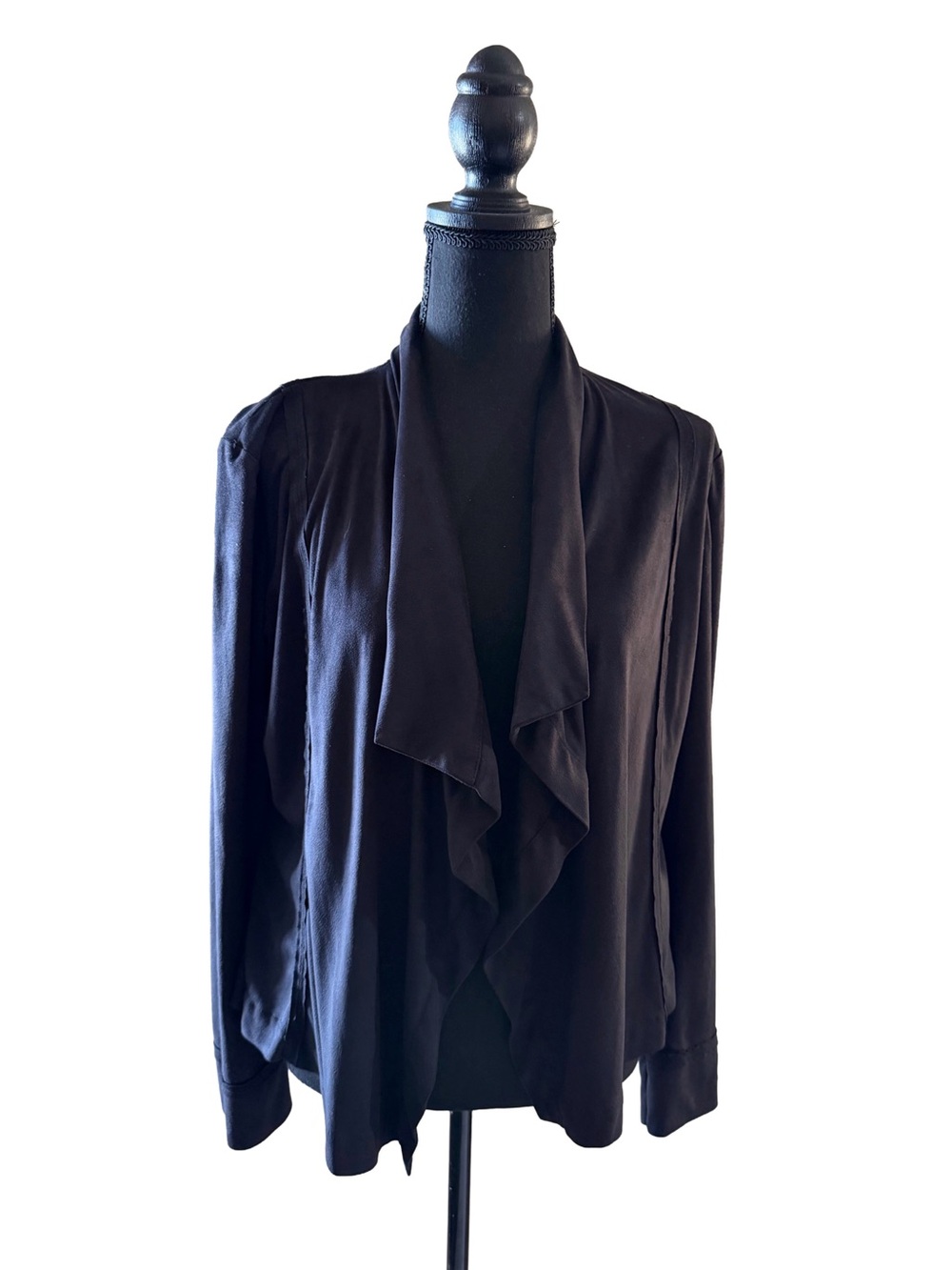 Donna Karan New York Women M Black Draped Open Front Cardigan Jacket